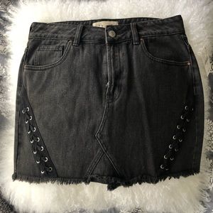 black jean skirt pacsun